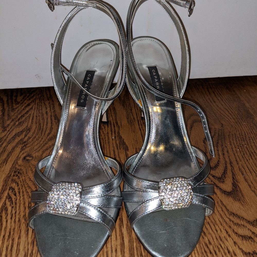 Silver evening shoes